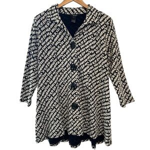 Ali Miles Women’s Coat Top Jacket Size Large Black/White Button Front Textured